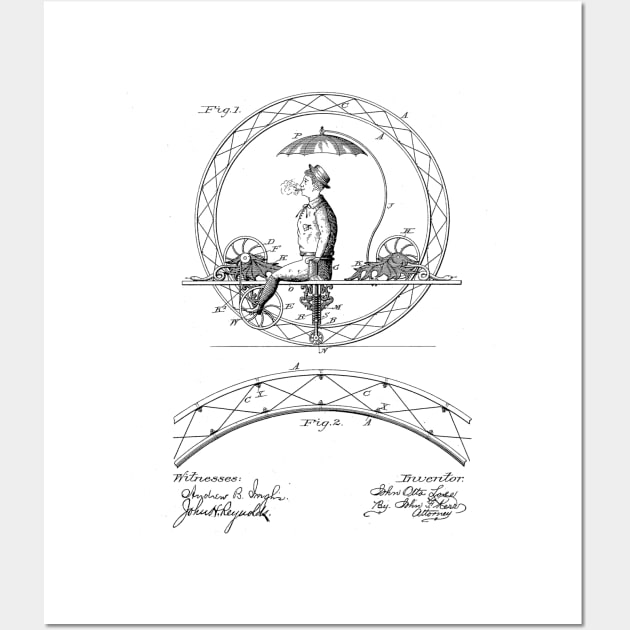 One Wheeled Vehicle Vintage Patent Hand Drawing Wall Art by TheYoungDesigns